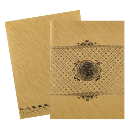 Classic Gold Ganesha Wedding Card-KNR5035G