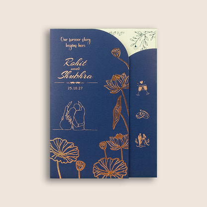 Blue Floral Door Style Wedding Invitation - KJP25190