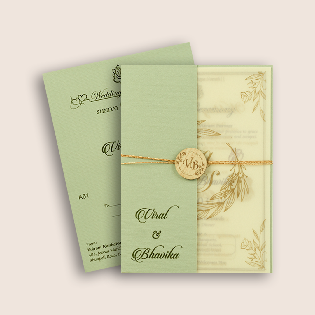 Light Green Floral Wedding Invitation - KMARA510