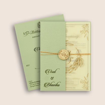 Light Green Floral Wedding Invitation - KMARA510