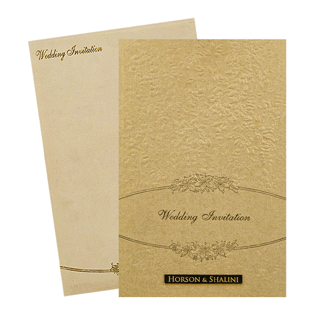 Gold Padded Floral Wedding Card-KNK2702