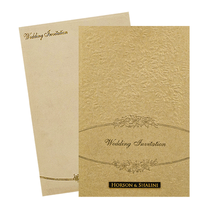 Gold Padded Floral Wedding Card-KNK2702