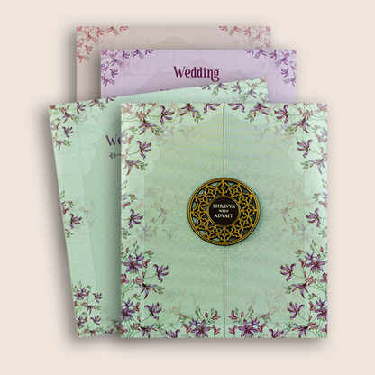 Green Floral Door Style Marriage Card - KVN07620