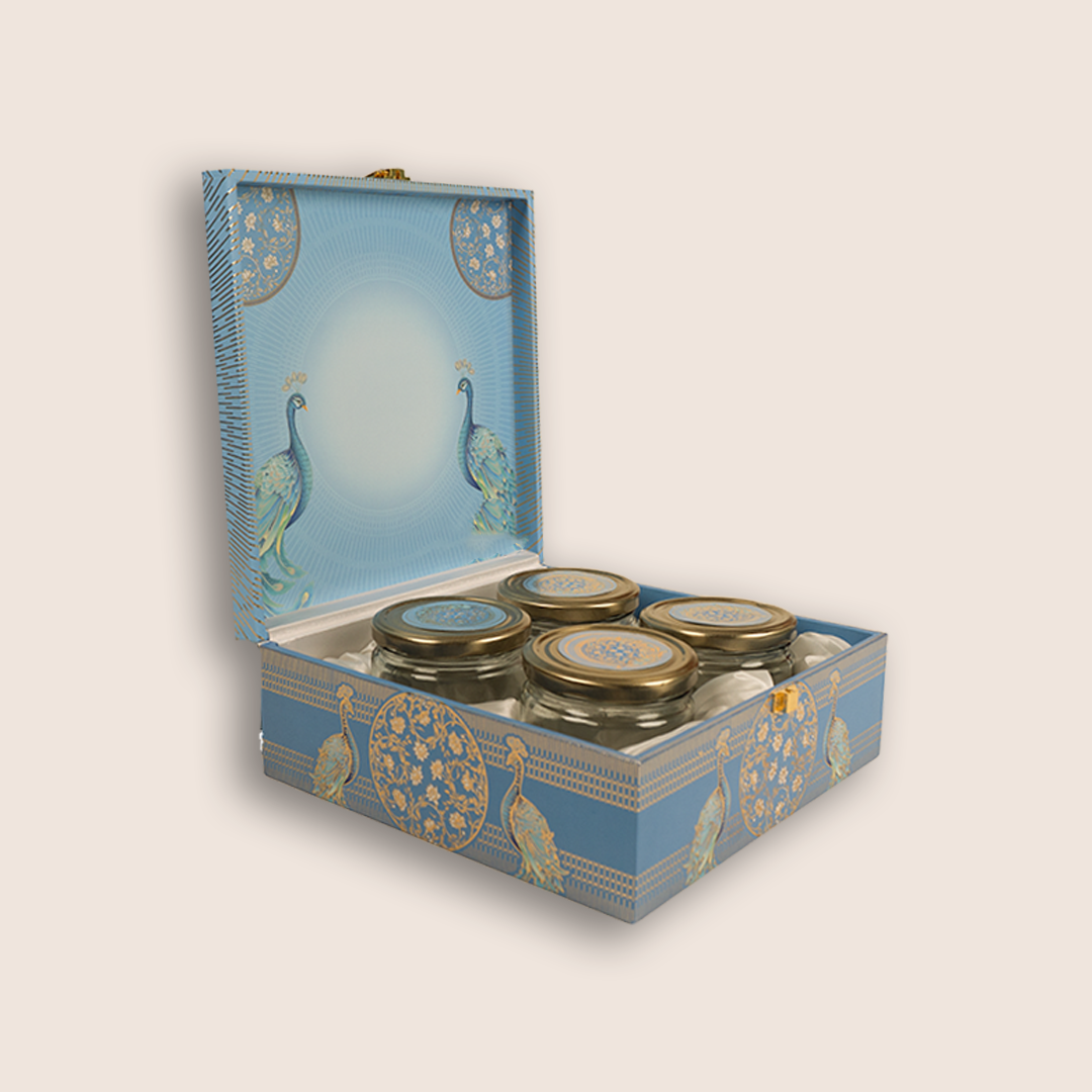 Blue Floral Peacock Luxury Sweet Jar Box - KBX27014