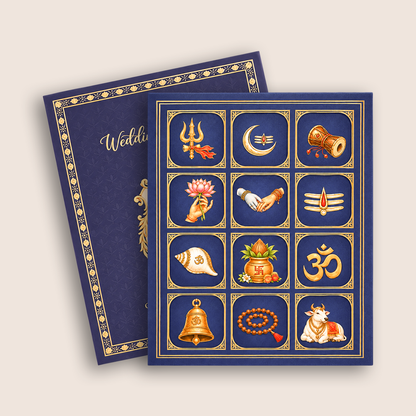 Royal Blue Traditional Padded Wedding Invitation Card - KNLW202578