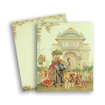 Cream Royal Baraat Padded Wedding Card - KAA05570