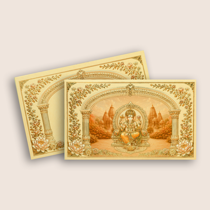 Beige Lord Ganesha Wedding Invitation Card - KPR07010