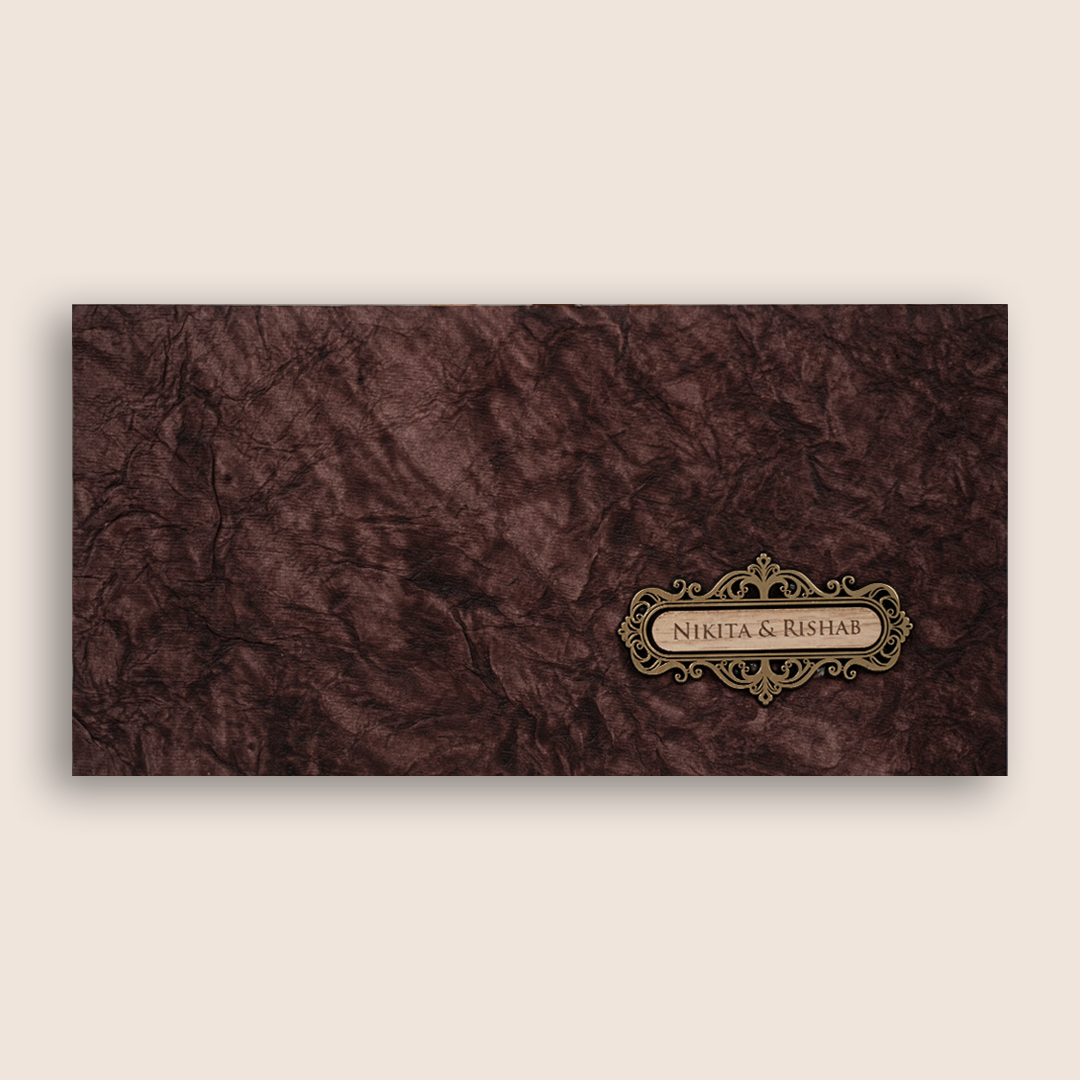 Classic Brown Handmade Paper Invitation Card - KPR07450