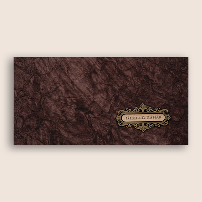 Classic Brown Handmade Paper Invitation Card - KPR07450