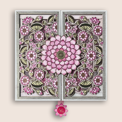 White Lotus Floral Premium Luxury Invitation - KNLW202568