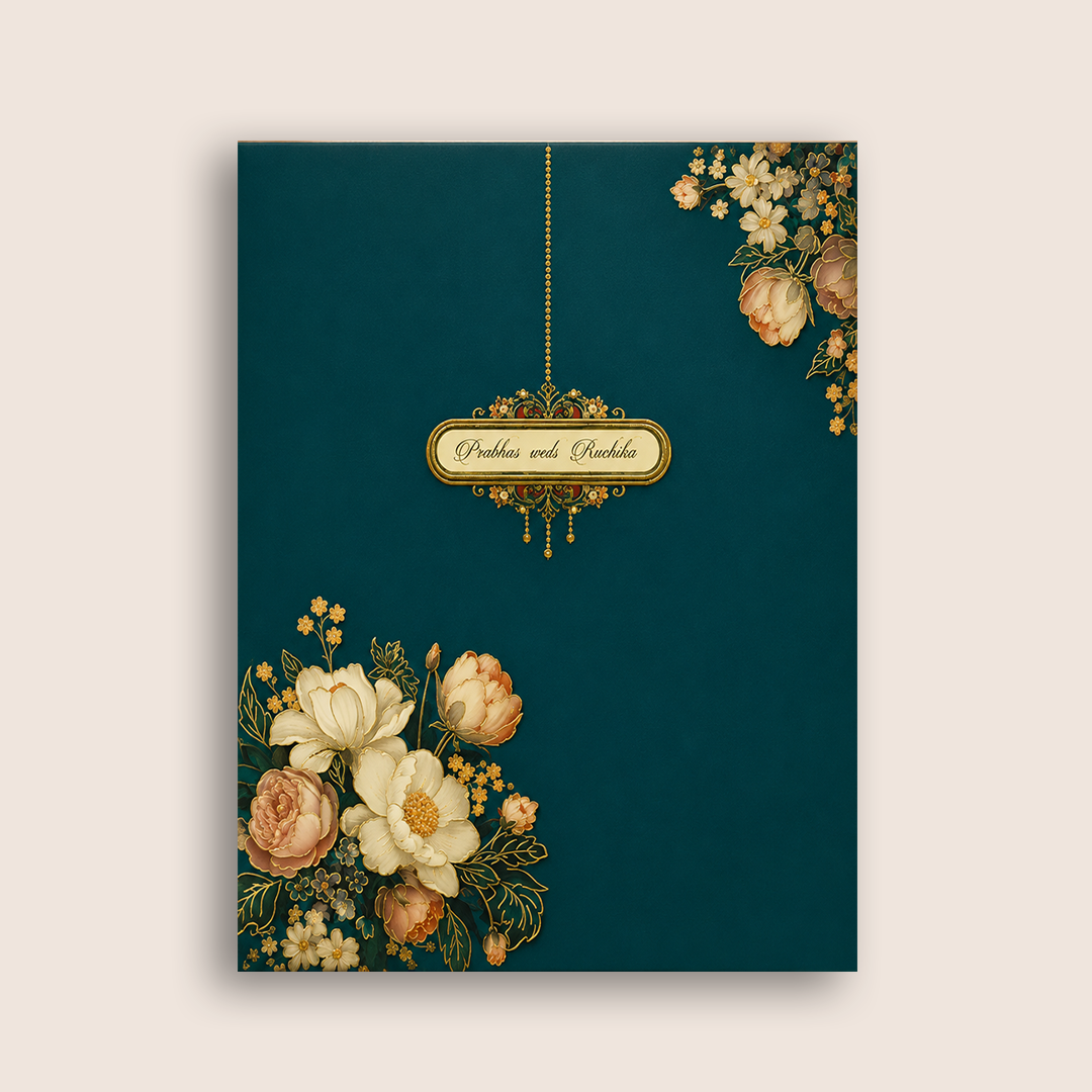 Blue Floral Wedding Invitaion Card - KAA05050