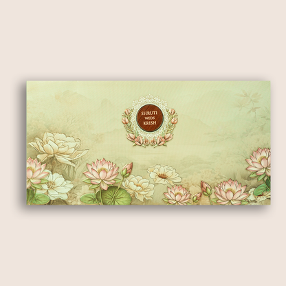 Grey Embossed Lotus Flower Wedding Invitation - KVN08030
