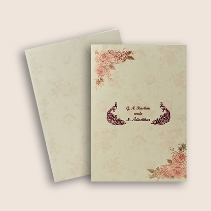 Cream Rose Floral Wedding Card - KNCM4041