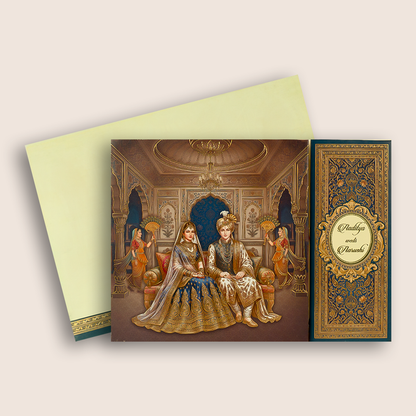 Brown Bride Groom Door Style Wedding card - KAA05360