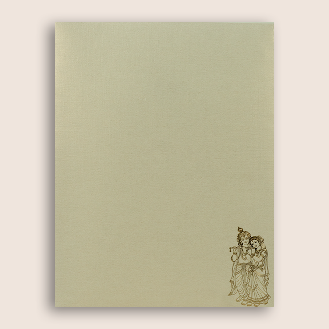 Cream Lord Radha Krishna Door Style Wedding Card - KNRM8709H