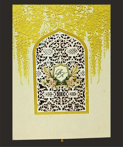 Cream Ultra Premium Laser Cut Luxury Invitation Box-KNKUP038