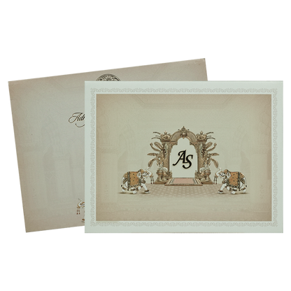 Cream Padded Elephant Wedding Card-KRC31090