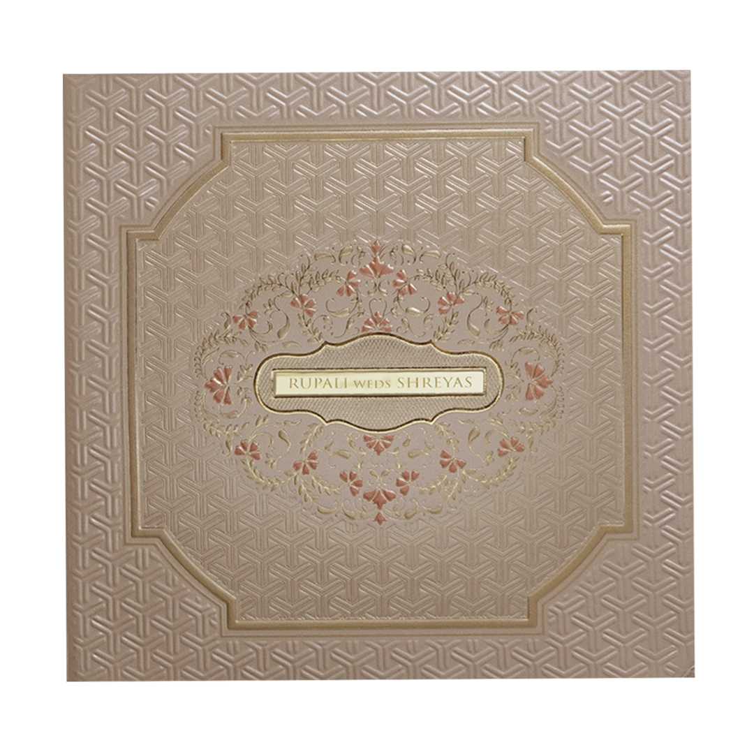 Gold Geometric Padded Wedding Card -KMMWD1104
