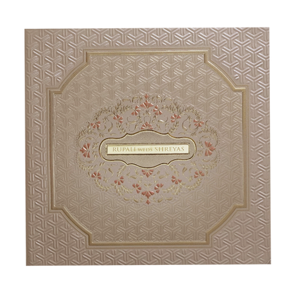 Gold Geometric Padded Wedding Card -KMMWD1104