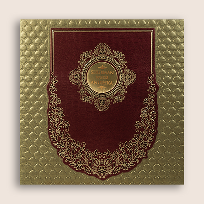 Gold Floral Embossed Wedding Invitation - KRB10131