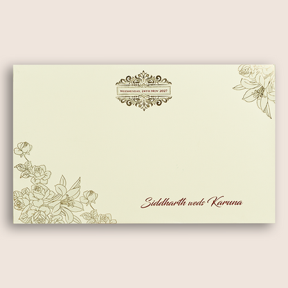 Cream Embossed Floral Marriage Card - KPR010300