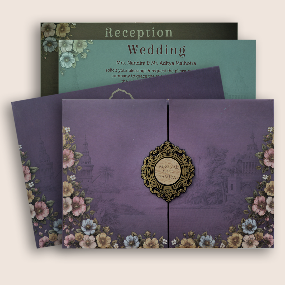 Purple Door Style Floral Wedding Card - KVN07860