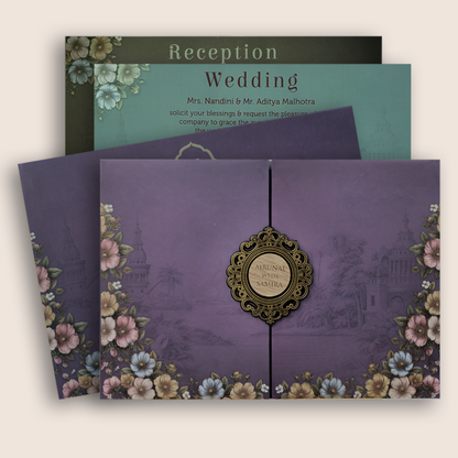 Purple Door Style Floral Wedding Card - KVN07860