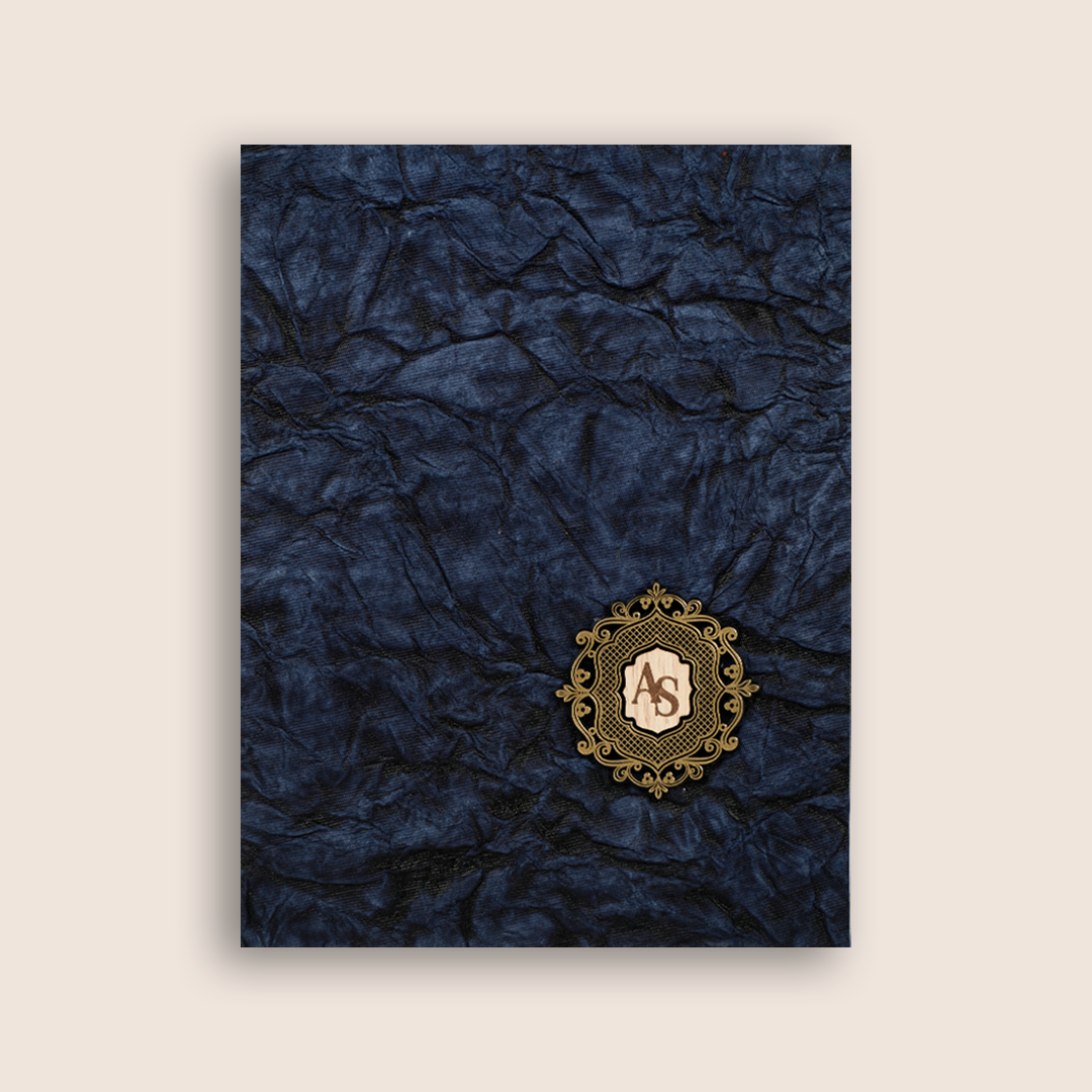 Elegant Blue Handmade Paper Wedding Card - KPR07420