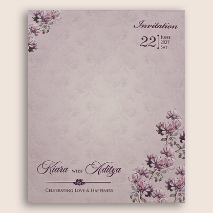 Lavender Floral MDF Laser Cut Marriage Card - KFR15040