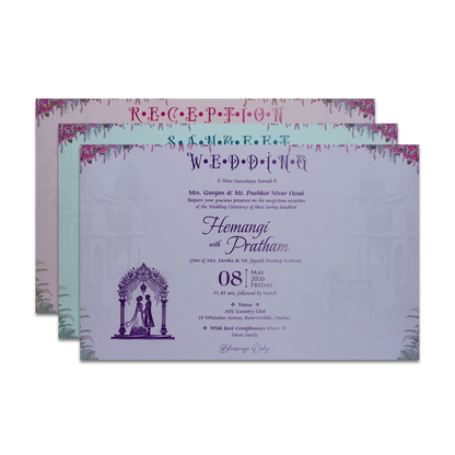 White Palace Elephant Padded Wedding Card-KSH72100