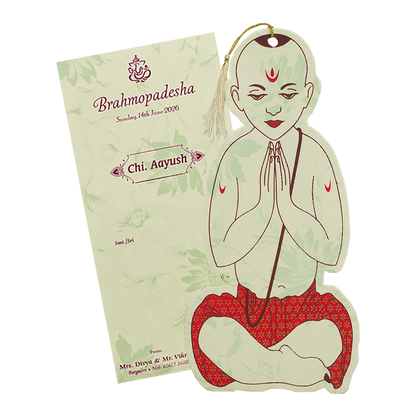 Cream Thread Ceremony Invitation Card-KNPD3217