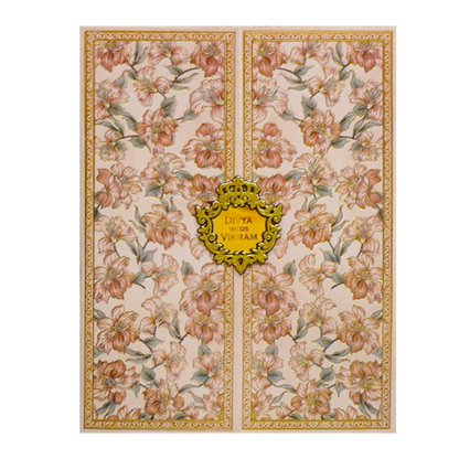 Peach Hibiscus Floral Door Invitation-King of Cards