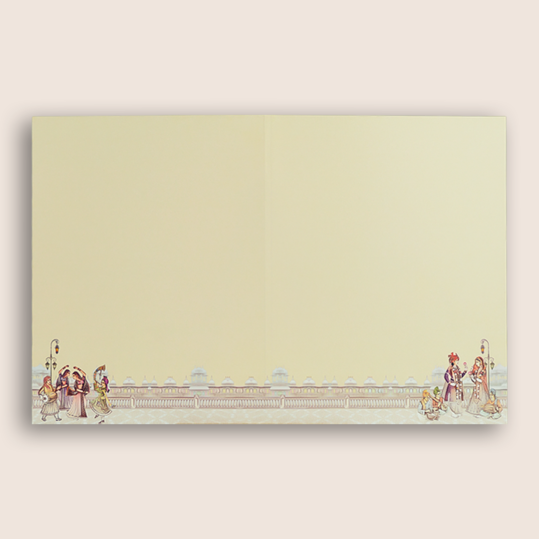 White Royal Elephant Baraat Wedding Card - KAA05140
