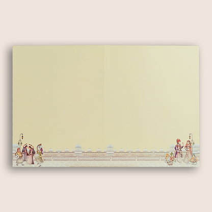 White Royal Elephant Baraat Wedding Card - KAA05140