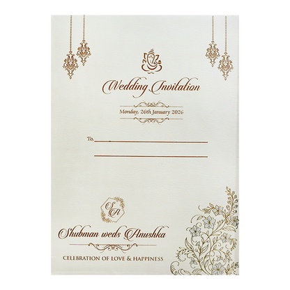 Royal White Embossed Door Style Wedding Invitation Card-KRB09111
