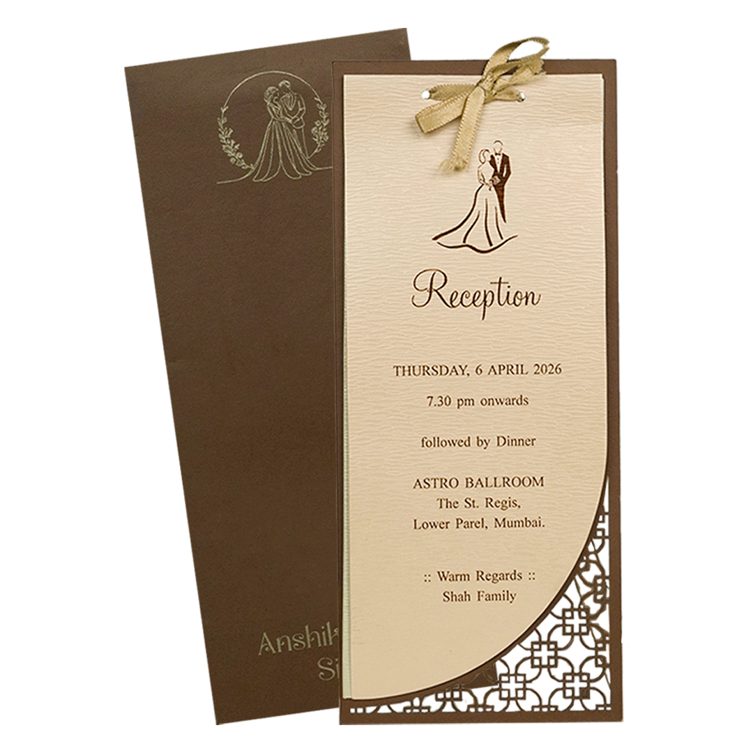 Brown Classic Bride Groom Wedding Card-KRC31370
