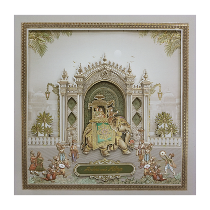 Grey Laser Cut Floral Padded Wedding Card-KMMEX8040