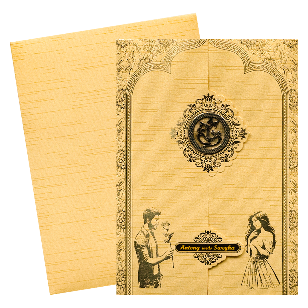 Gold Couple Arch Wedding Card-KNM2902G
