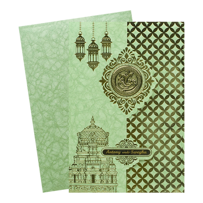 Green Door Style Floral Traditional Wedding Card - KNK3601GN