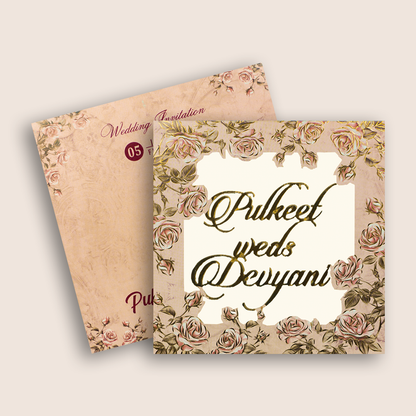 Pastel Pink MDF Laser Cut Wedding Invitation Card -KJTS1808