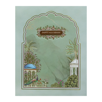Pastel Green Padded Garden Wedding Card- KVN07710