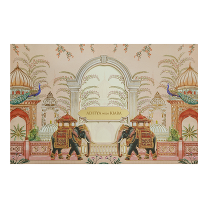Cream Palace Elephant Theme Wedding Card - KFR16340