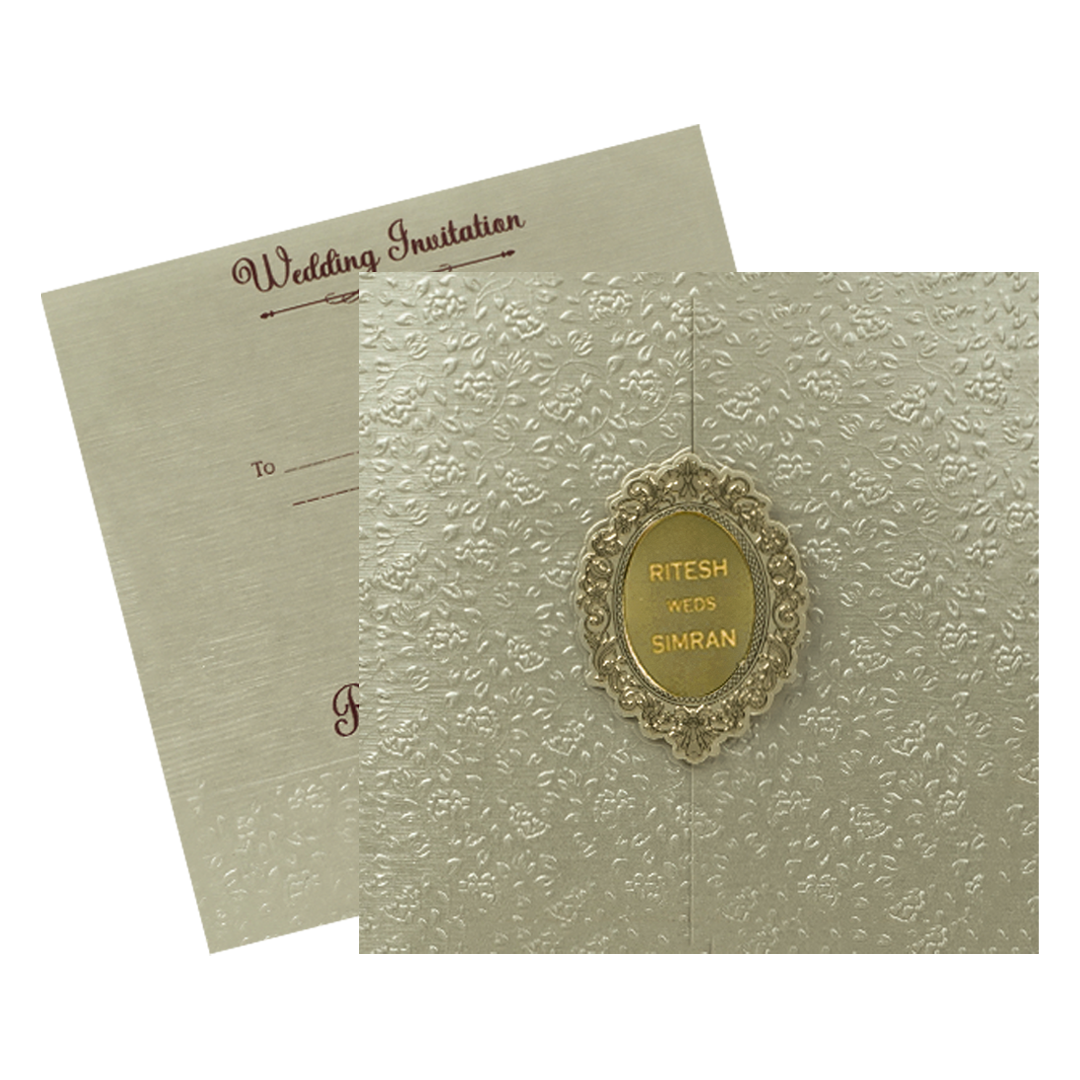 Cream Floral Wedding Card-KSI65000