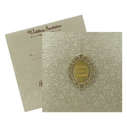 Cream Floral Wedding Card-KSI65000