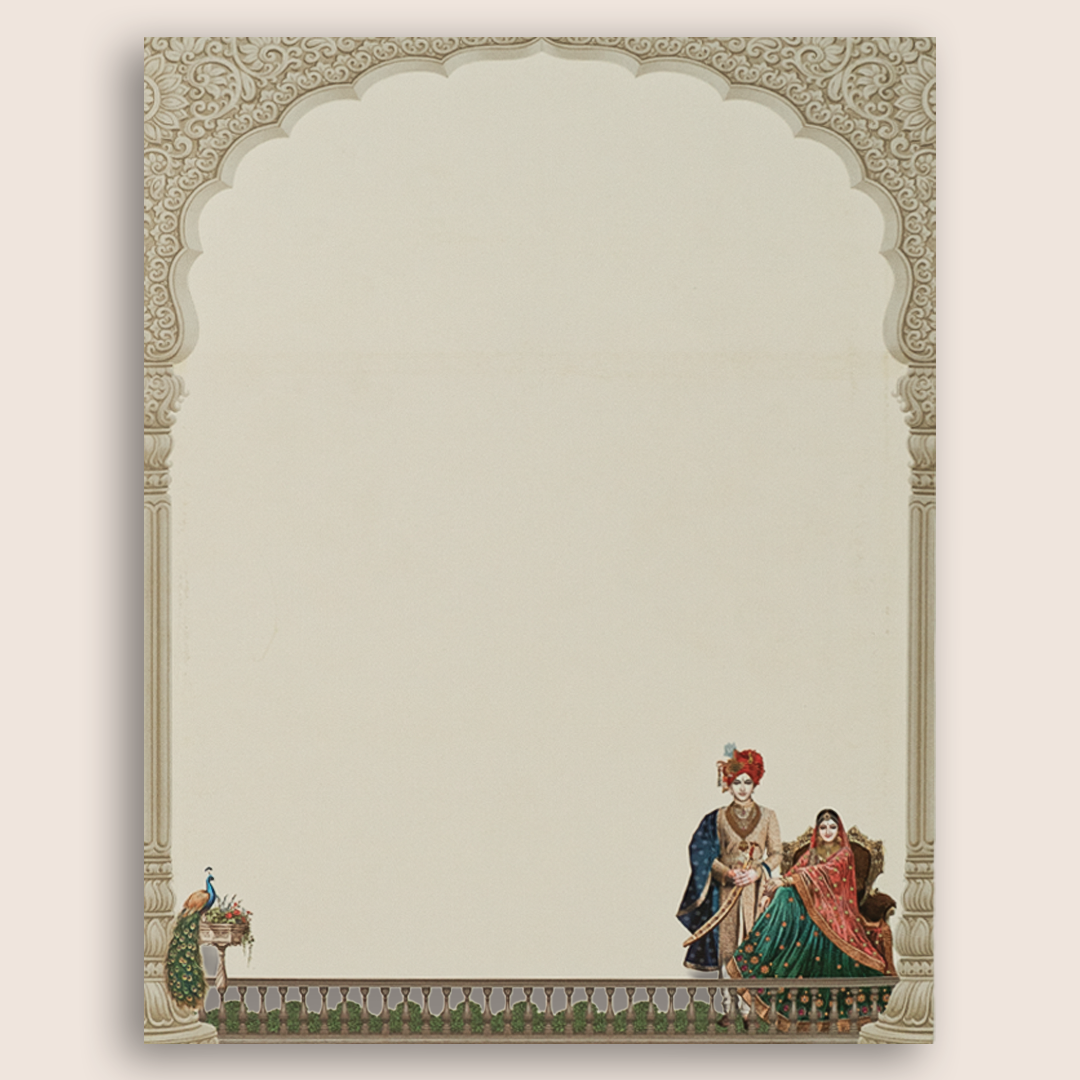 Green Royal Bride Groom Floral Wedding Card - KNKJ1165