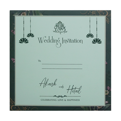 Green Floral Padded Wedding Card - KSH72810