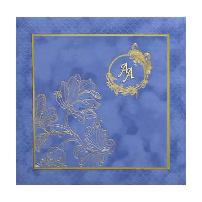 Blue Luxury Floral Wedding Invitation-KMMWD1135