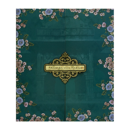 GreenFloral Ornate Wedding Invitation Card - KVN07580