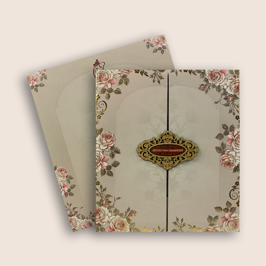 Pale Pink Door Style Padded Invitation Card - KVN07990