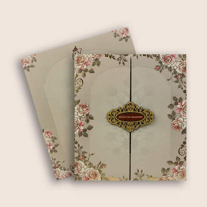 Pale Pink Door Style Padded Invitation Card - KVN07990